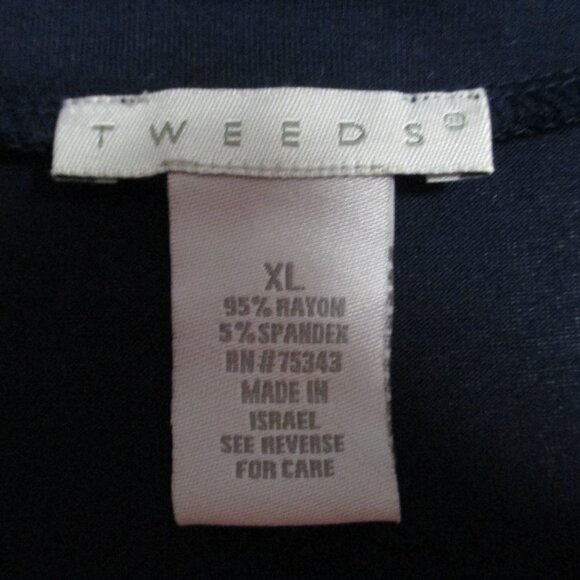 Tweeds navy blue top lightweight 3/4 sleeve soft stretchy pullover size XL - Picture 2 of 5